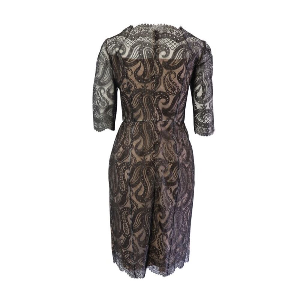 Erdem Paisley Lace Midi Shift Dress in Black Polyester - Picture 3 of 7